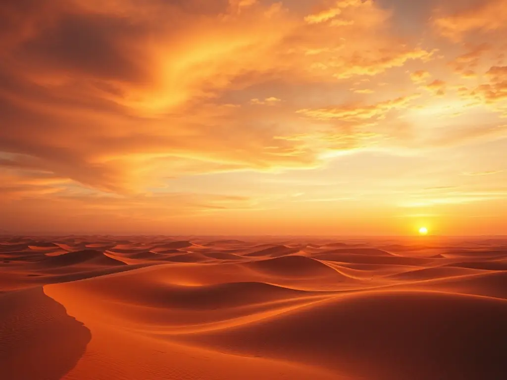 A panoramic view of the Erg Chebbi dunes in Merzouga at sunset, with a caravan of camels silhouetted against the vibrant sky. The image should convey a sense of adventure, tranquility, and the timeless beauty of the Sahara desert. In the foreground, include subtle details of traditional Berber tents and local flora to add depth and authenticity.