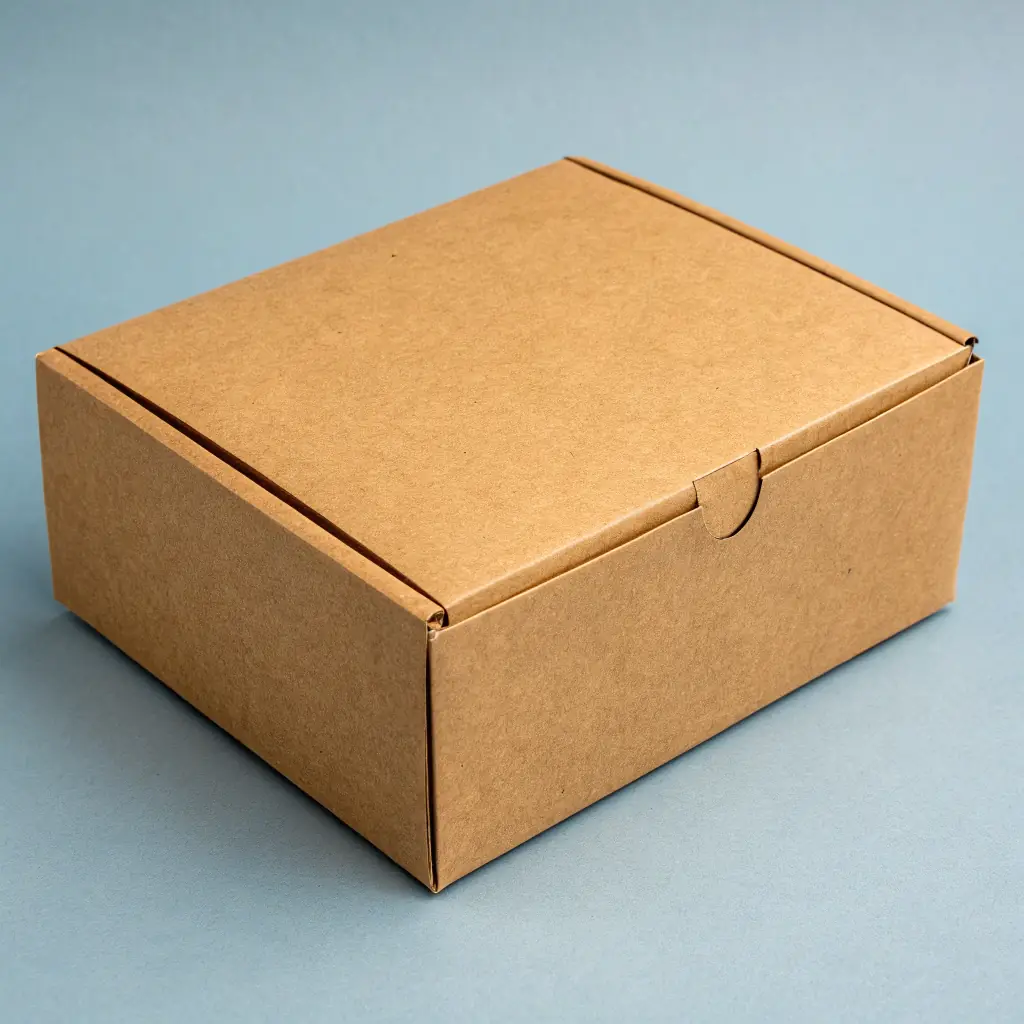 A plain cardboard box with a shipping label, no logos or branding visible.