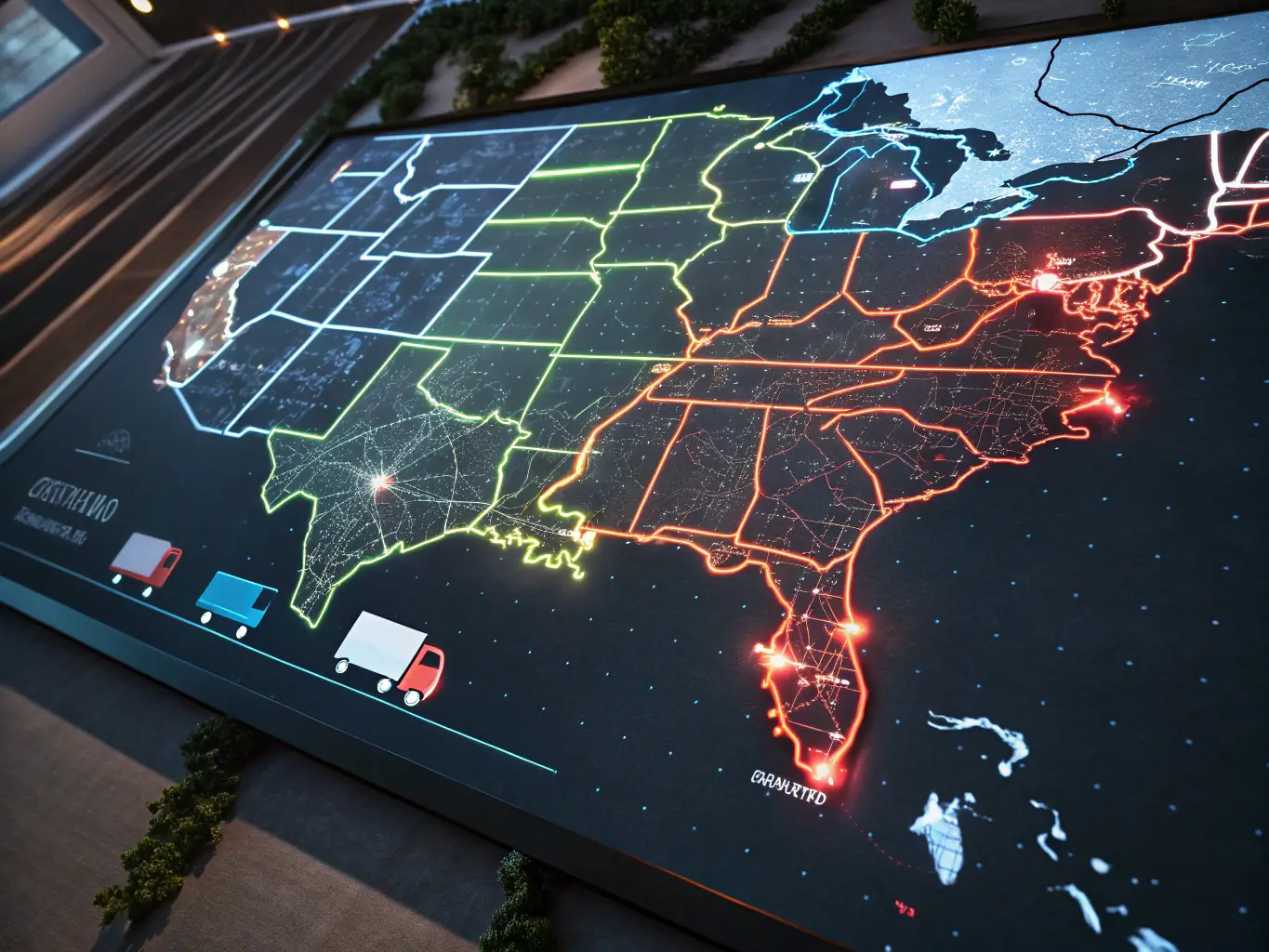 An image featuring a map of the United States with highlighted states, symbolizing TrustPoint's nationwide e-recording services, with a focus on digital document processing.