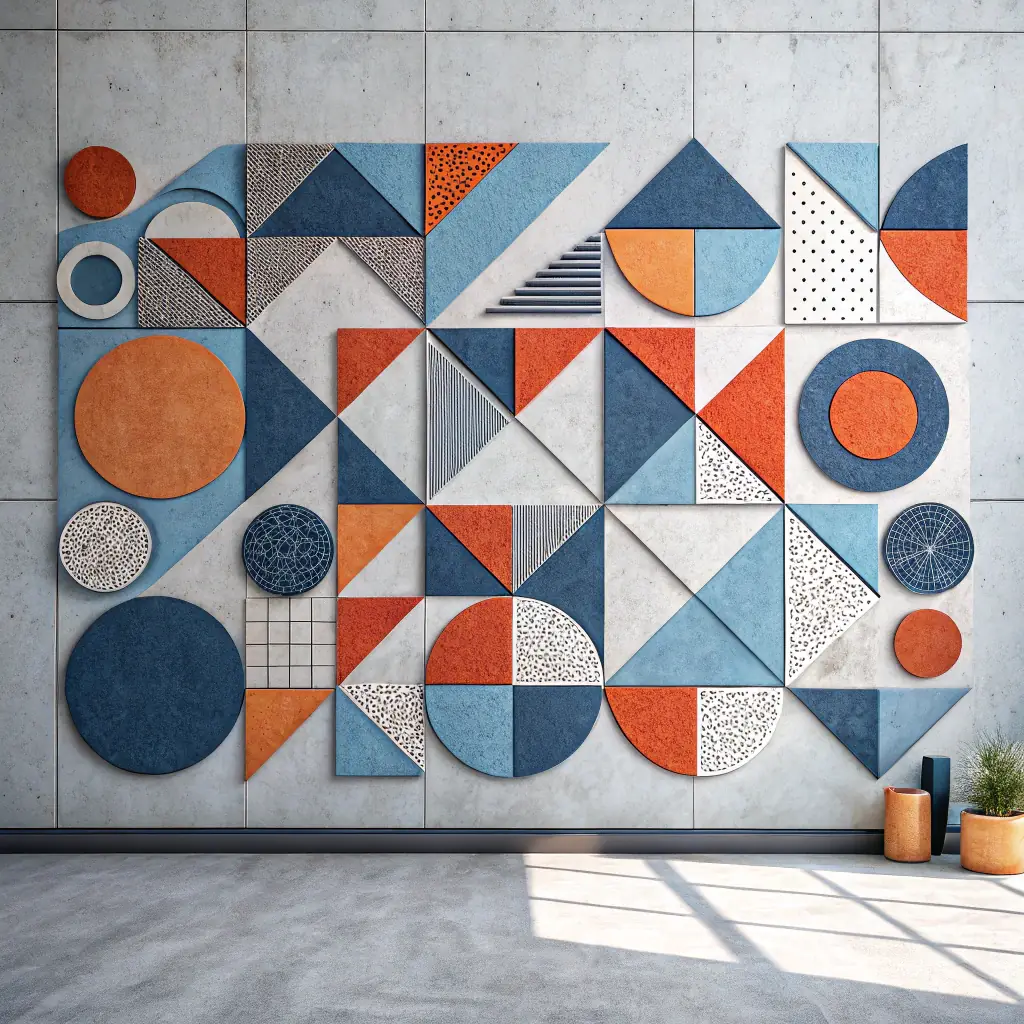 A clean background representing synthetic adhesives and engineered wood bonding. Soft geometric layers resembling plywood sheets or laminate boards, blended with subtle adhesive flow patterns. Use blue, white, and yellow Syngenta-style colors.