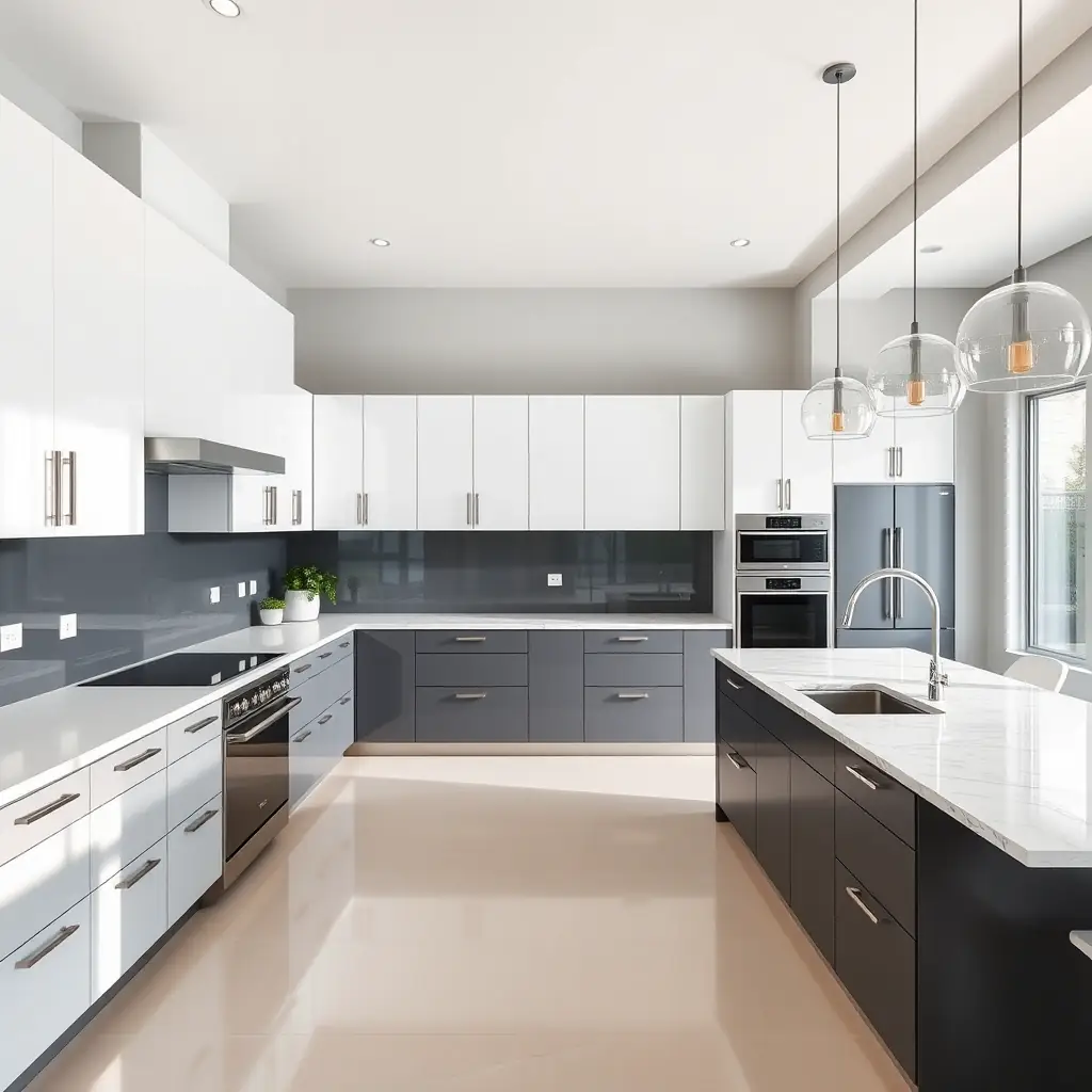 A beautifully renovated kitchen featuring VC Flooring and Stone's custom cabinets, countertops, and vinyl flooring, showcasing a modern and elegant design.