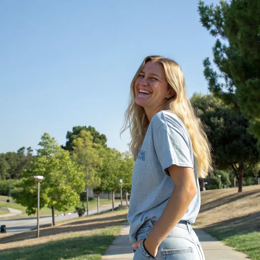 Alice has short blonde hair and wears glasses, with a warm and approachable smile.