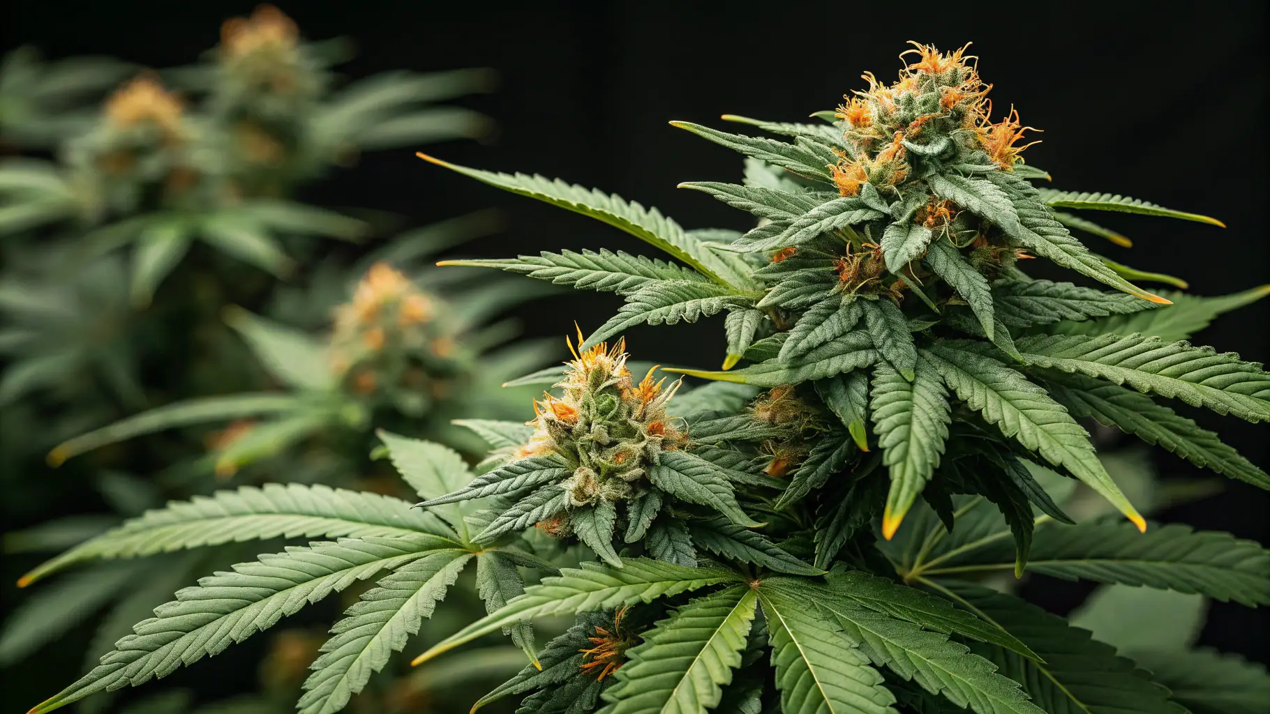 Close-up of dense, resin-covered Hell's OG cannabis buds, showcasing their vibrant green color and trichome coverage.