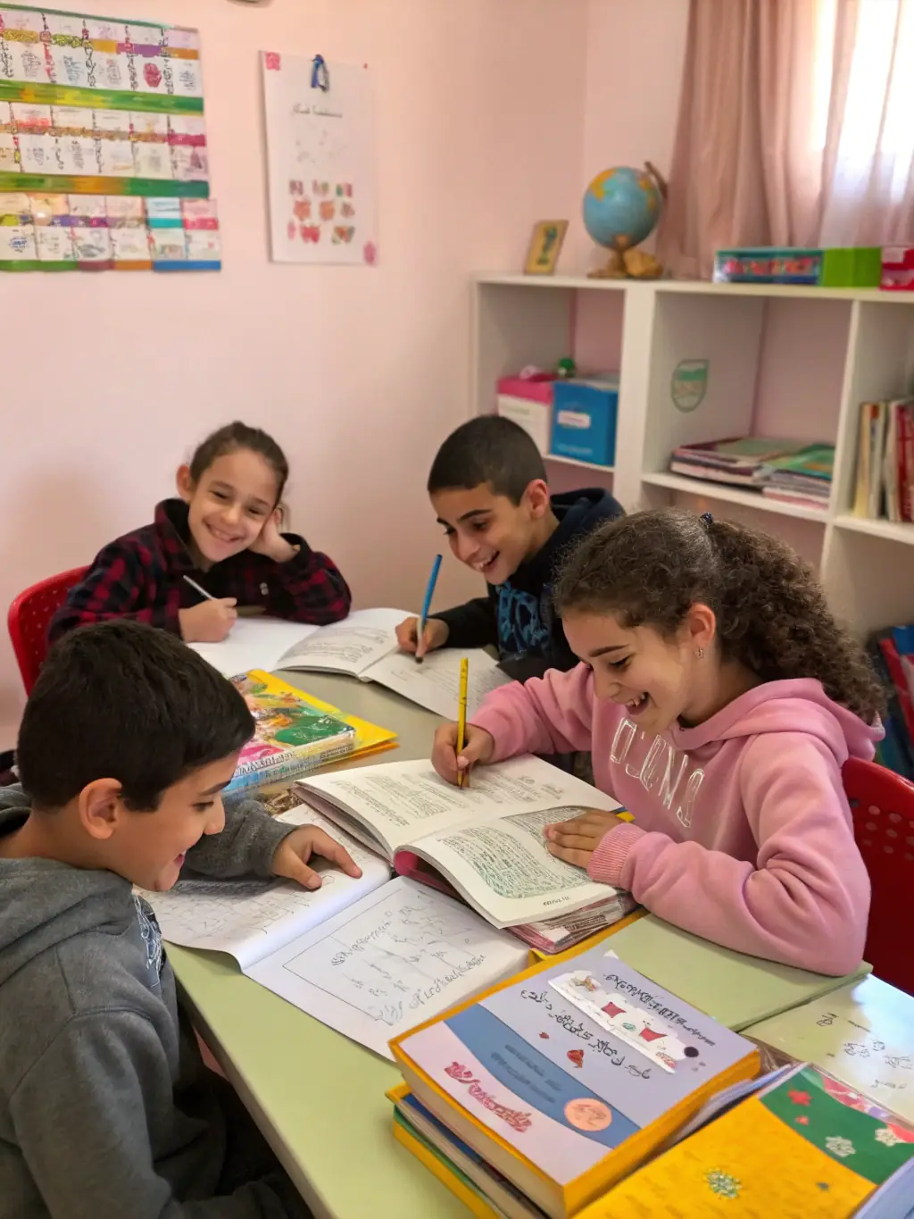 A photo of students actively participating in a tutoring session, showcasing FESTRA's commitment to education.