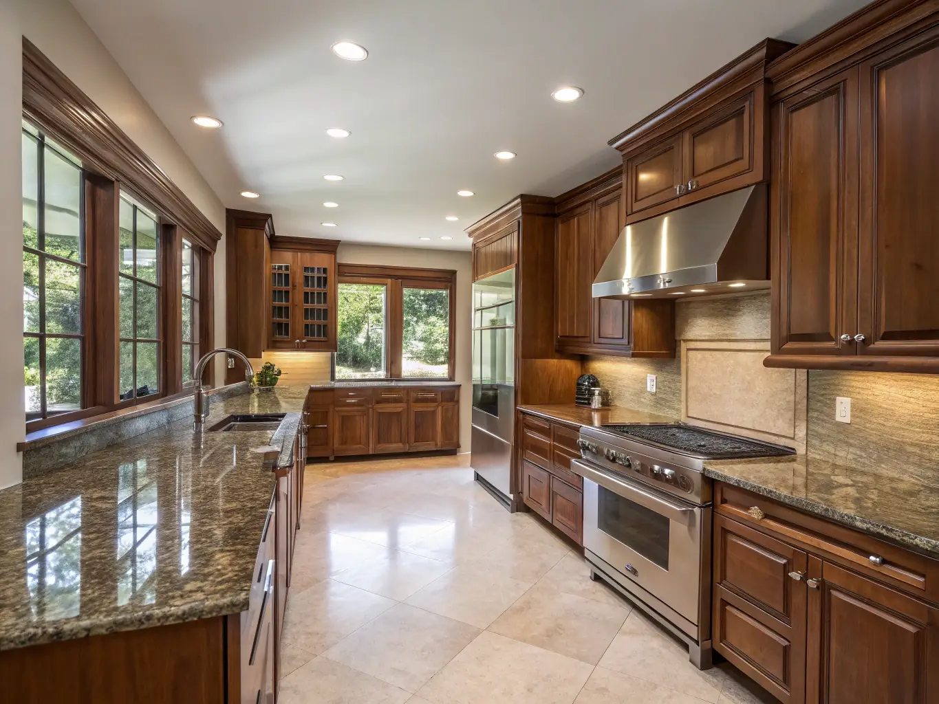 A beautifully remodeled kitchen in a modern Westside LA home, showcasing high-end appliances, custom cabinetry, and natural light. The image should convey quality craftsmanship and a luxurious feel, reflecting SOLID GROUND CONSTRUCTION's expertise in high-end remodeling projects.