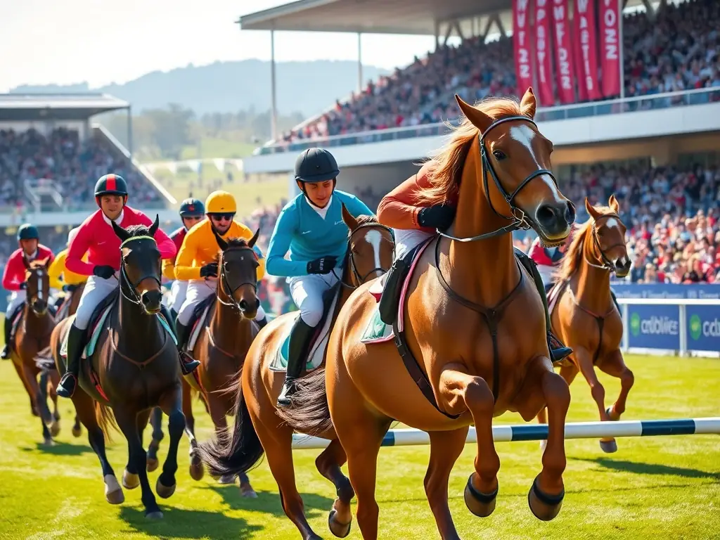 A dynamic image of riders competing in a national event, showcasing skill and sportsmanship.