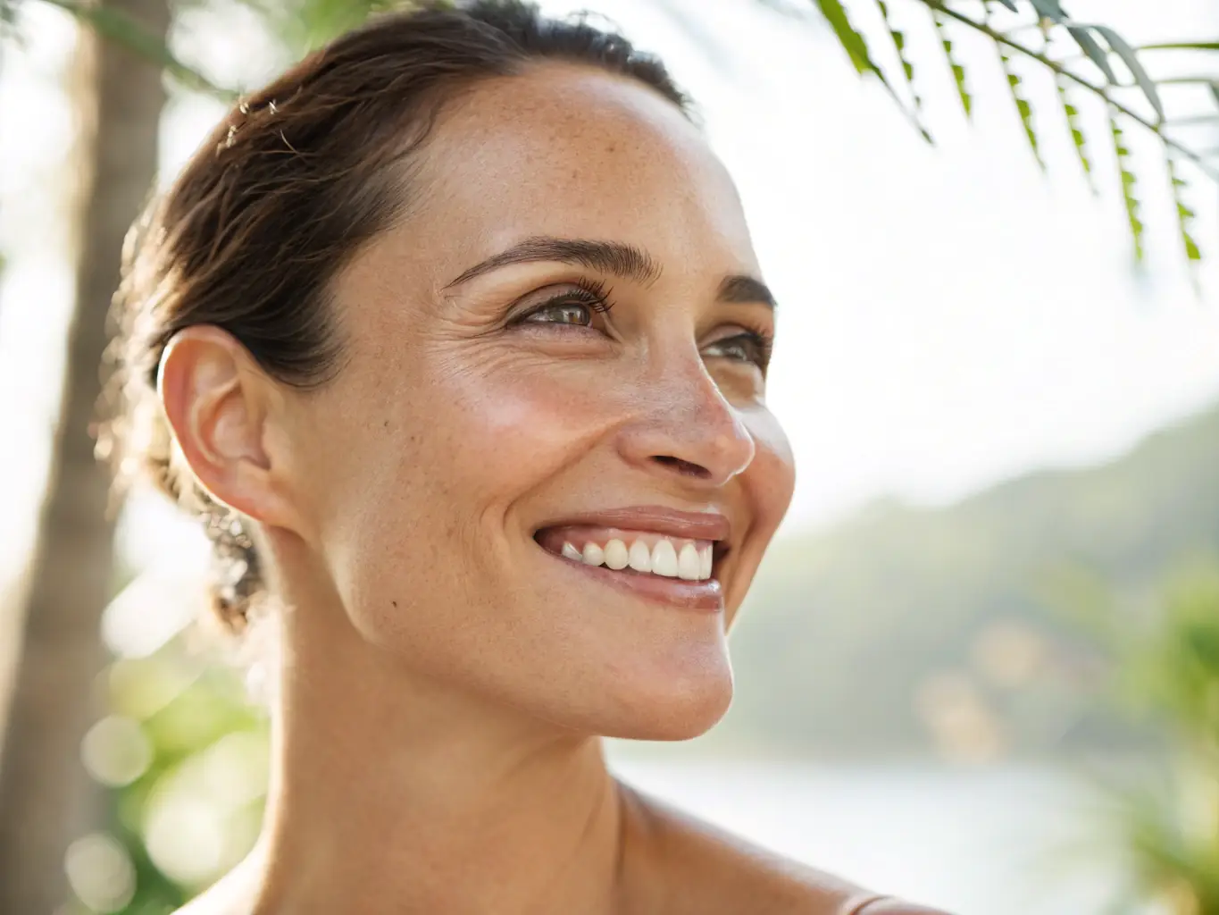 A person with clear, radiant skin after acne treatment.