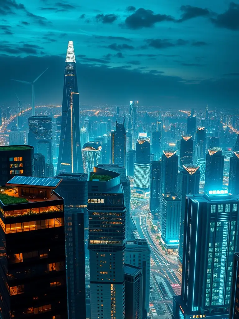 Buildings in a city with energy management systems installed.