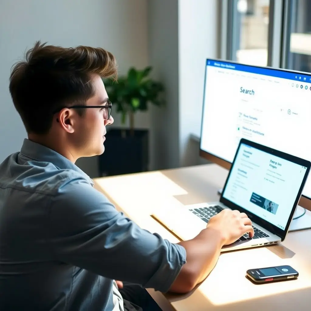 A visually appealing image showcasing a user searching for a product online, with the search results highlighting the client's e-commerce store at the top, symbolizing increased visibility and organic traffic.