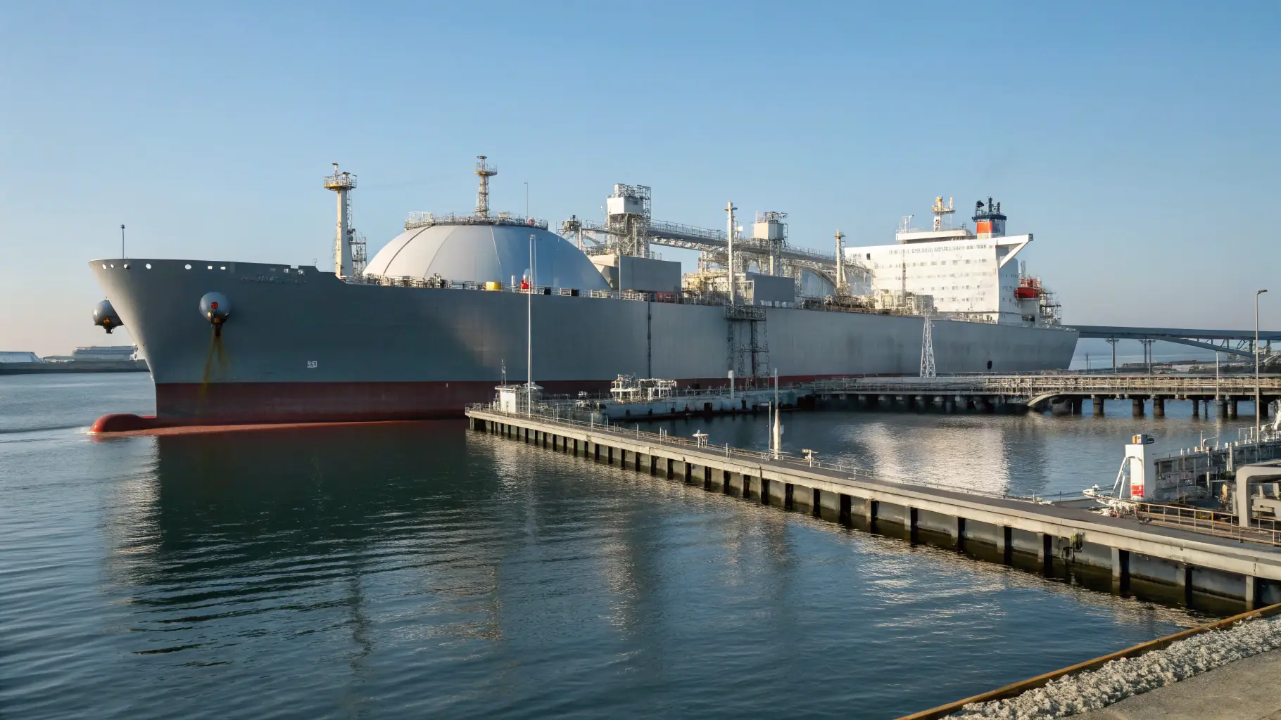 A photograph of a cargo ship being refueled at sea, with the Qazaqstan Marine Fuels logo prominently displayed on the fuel tanker.