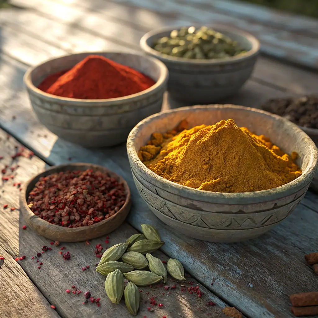 A vibrant display of Turkish and Middle Eastern spices, teas, and cultural artifacts, showcasing the rich heritage and colorful traditions of the Orient.
