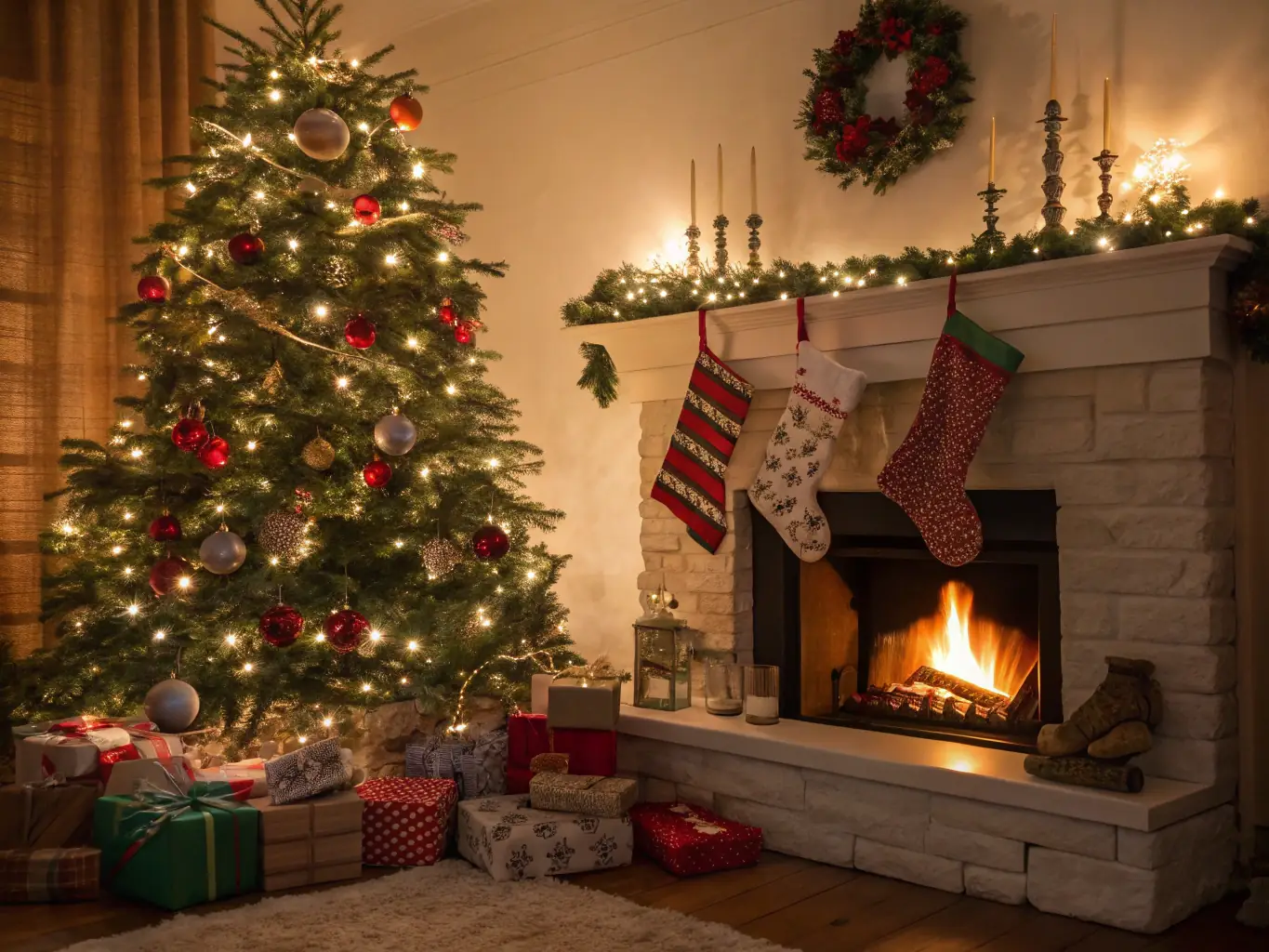 A festive holiday scene featuring CBD wellness products, mocktails, and gift sets arranged in a warm, inviting setting