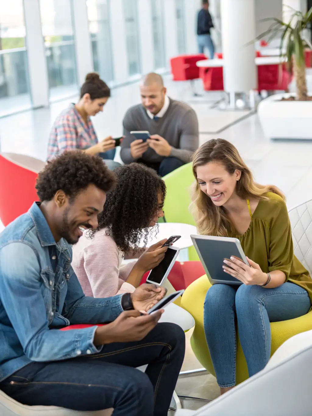 A visually appealing image showing a diverse group of consumers interacting with a brand's products, with data visualizations highlighting advertising returns and crisis detection.