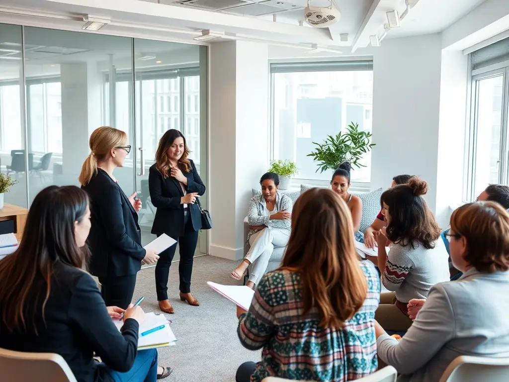 Imagen de un equipo en una sesión de coaching.