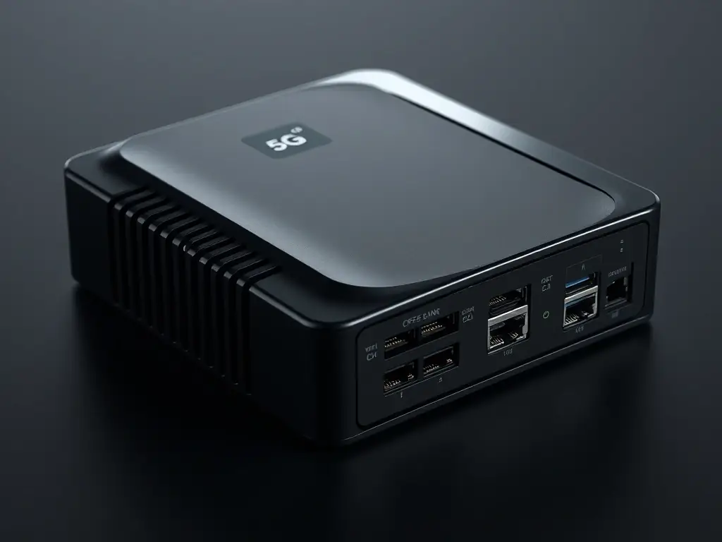 Close-up of CELINTECH's 5G CPE device showcasing sleek design and connectivity ports