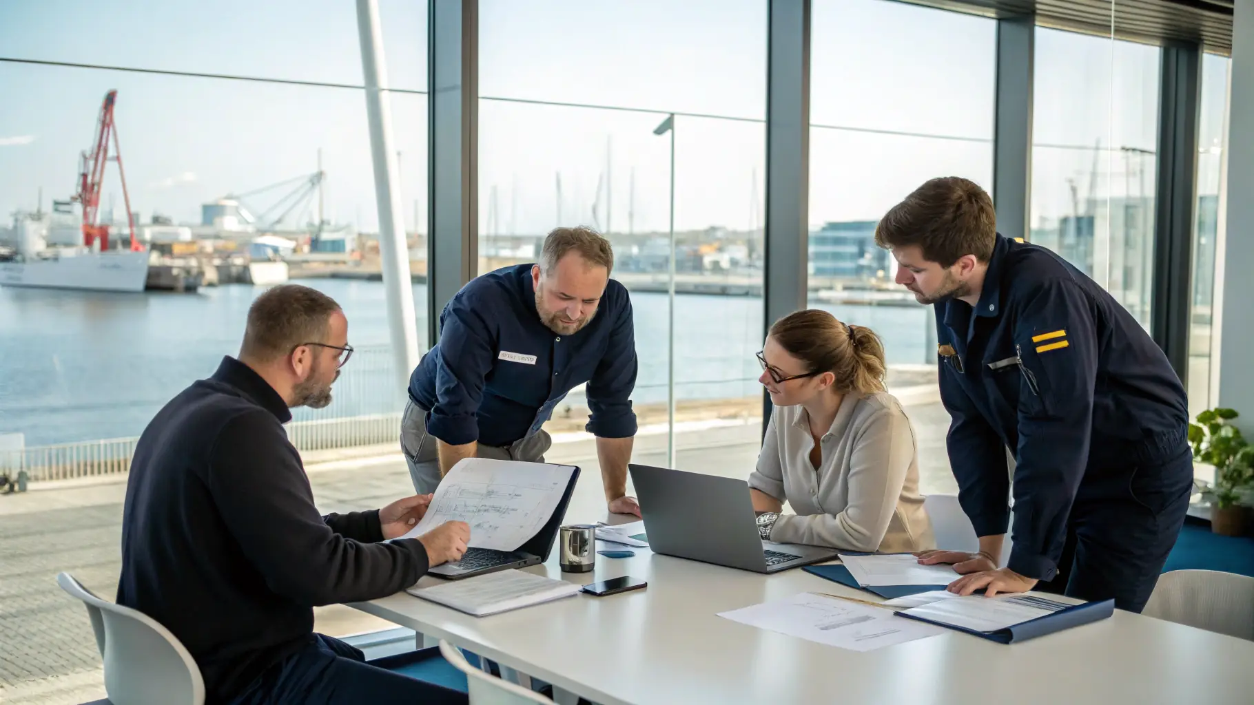 A professional team managing global fuel logistics at strategic seaports, emphasizing efficiency and reliability