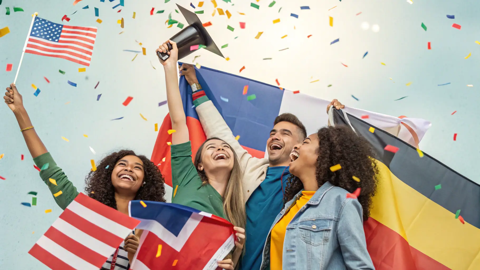 A vibrant collage of students engaging in global activities, cultural exchanges, sports, and arts, symbolizing the diverse experiences offered by Celintech.
