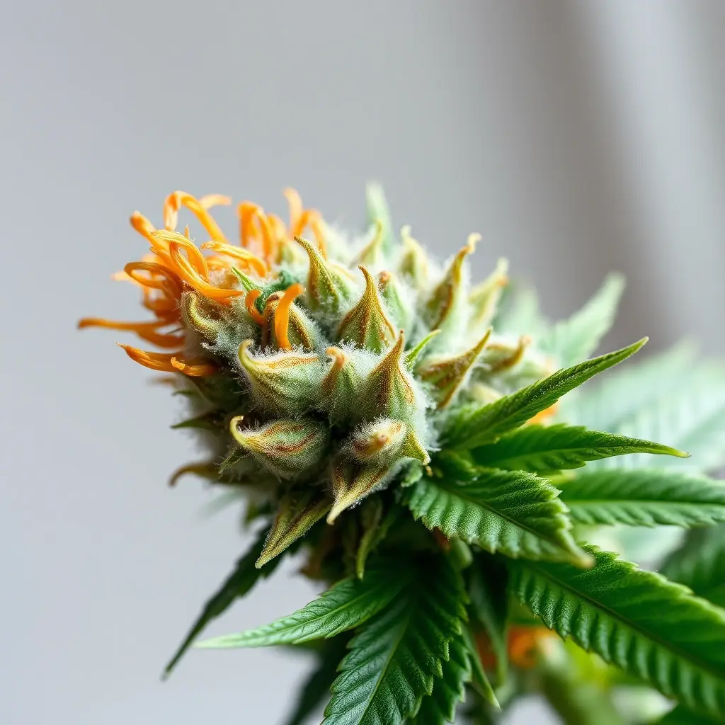 A close-up shot of Mighty Minis Graham Cracker OG cannabis flower, showcasing its texture and color.