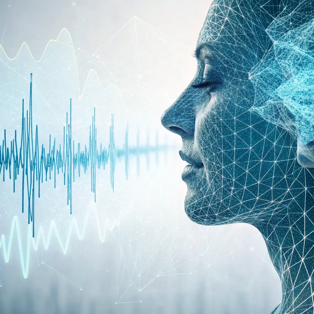 AI-generated realistic human voice, showcasing natural intonation and expressive speech, used in customer interactions and voice applications