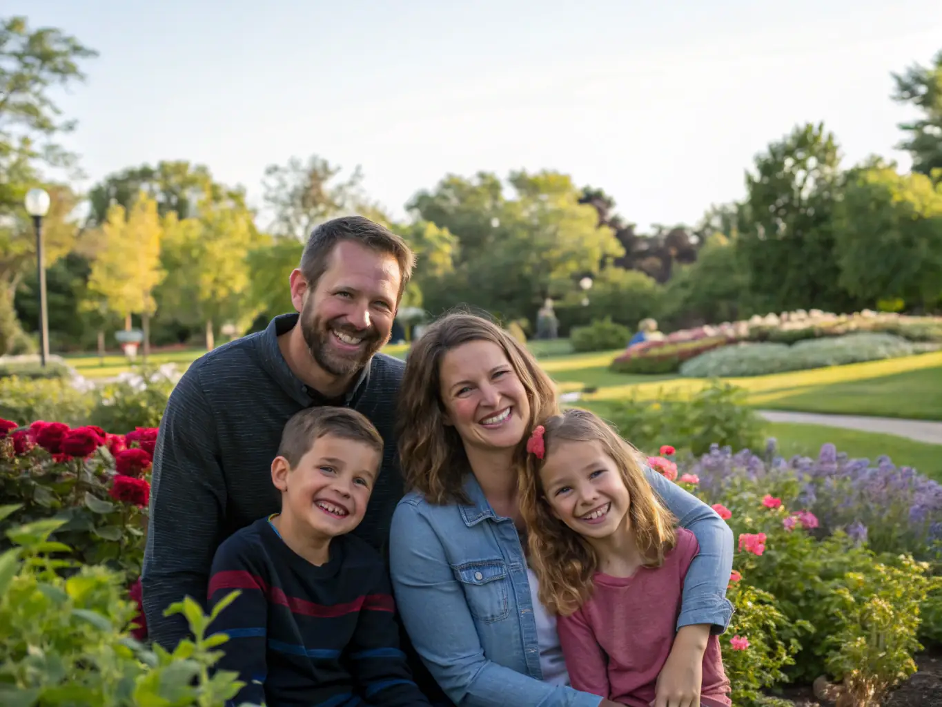 A diverse family smiling and celebrating together after successfully completing their immigration process, symbolizing hope and a new beginning.