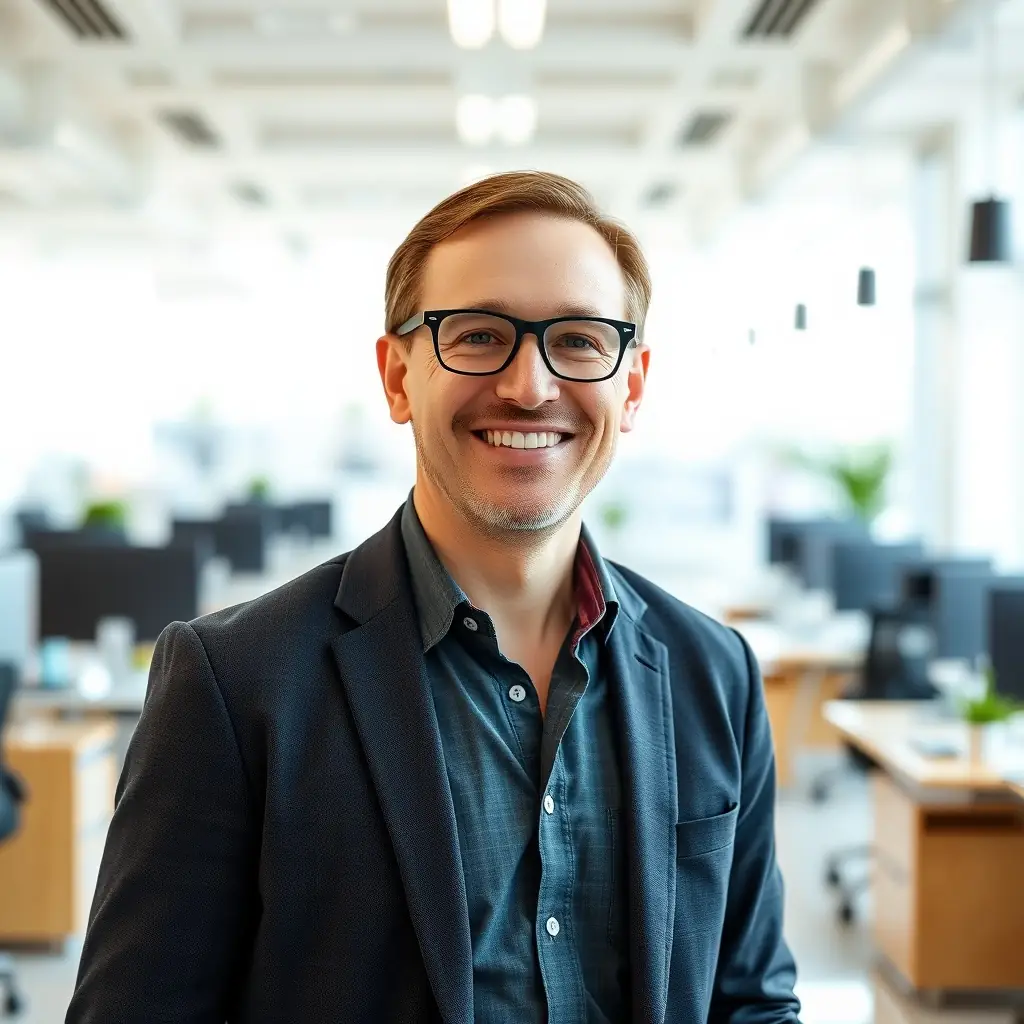 Dr. Schmidt has blonde hair and wears glasses, with a warm and professional smile.