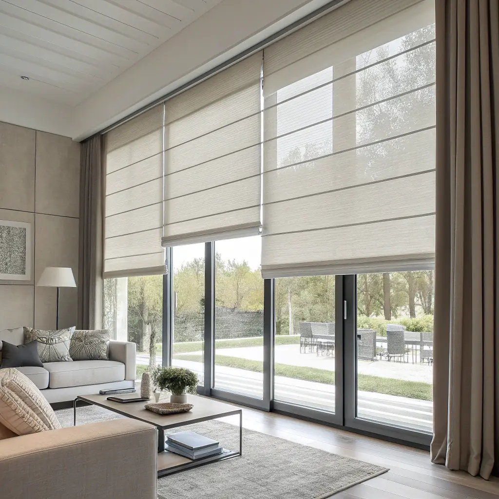 A professionally installed set of blinds in a modern Chattanooga home, showcasing perfect alignment and light control.