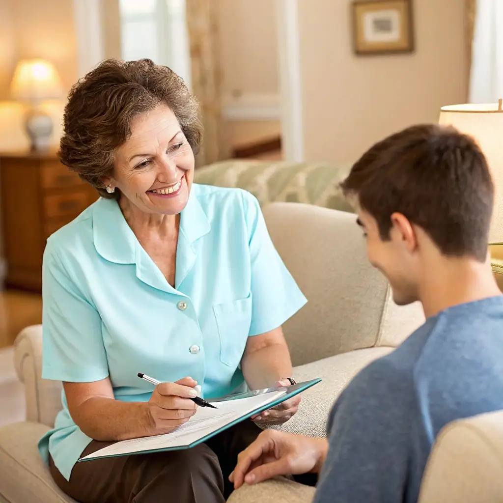 A friendly doctor explaining test results to a patient in a modern medical office at ferdows Medical Center.