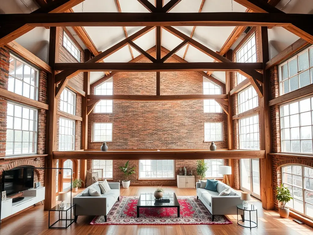 A modern house interior with wooden elements