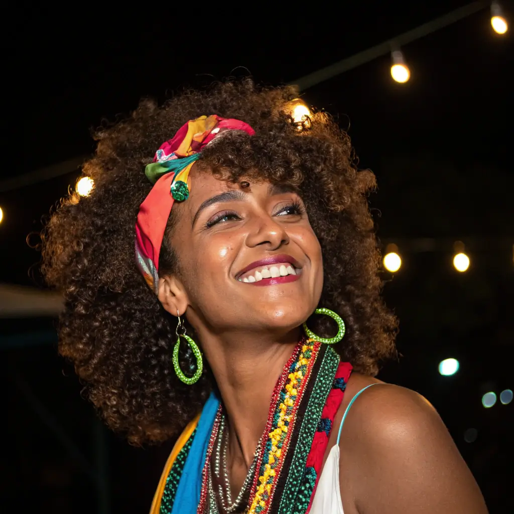 Aisha has long, dark braided hair and a warm smile, often seen engaging with the community online.