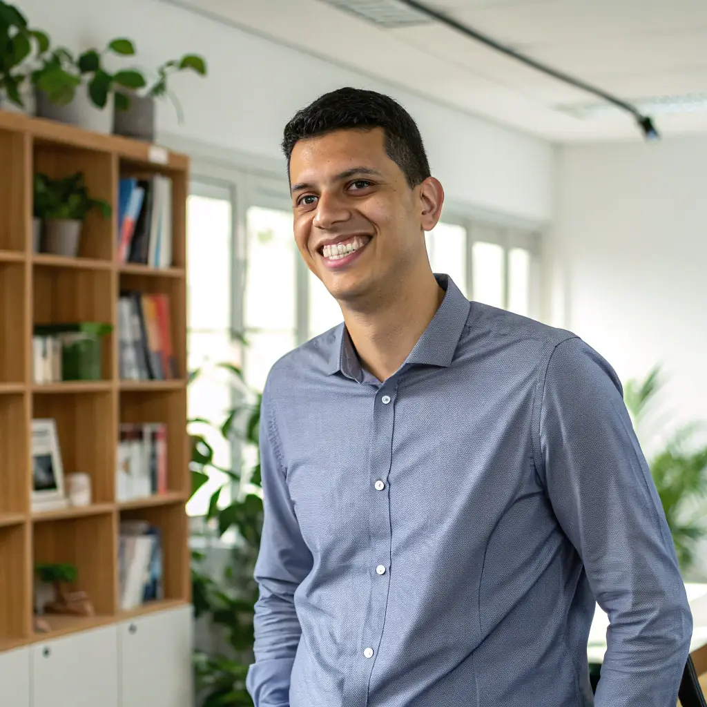 Marcus is a tall man with a neatly trimmed beard and a focused gaze, usually dressed in comfortable, practical clothing.