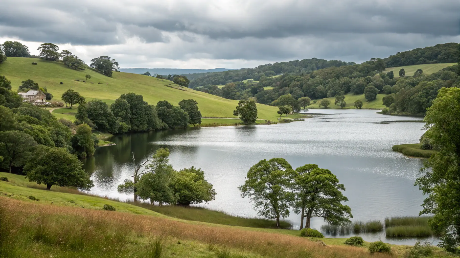 A scenic view of Knights Bluff, a historical site with a rich heritage, overlooking a serene lake.