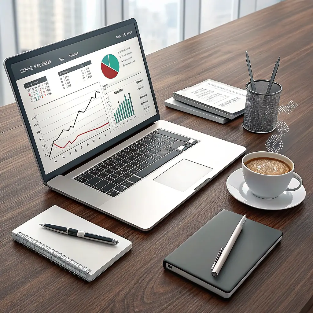 Clean white background with bold, modern typography displaying the company name and a brief description of the services offered.