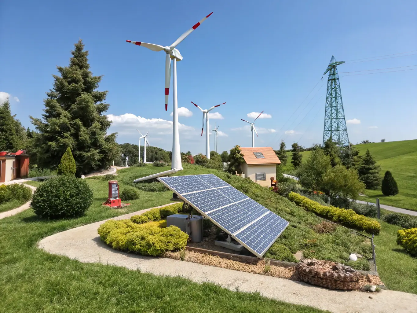 A diverse portfolio of renewable energy projects, including solar and wind installations, illustrating CELINTECH's commitment to sustainability.