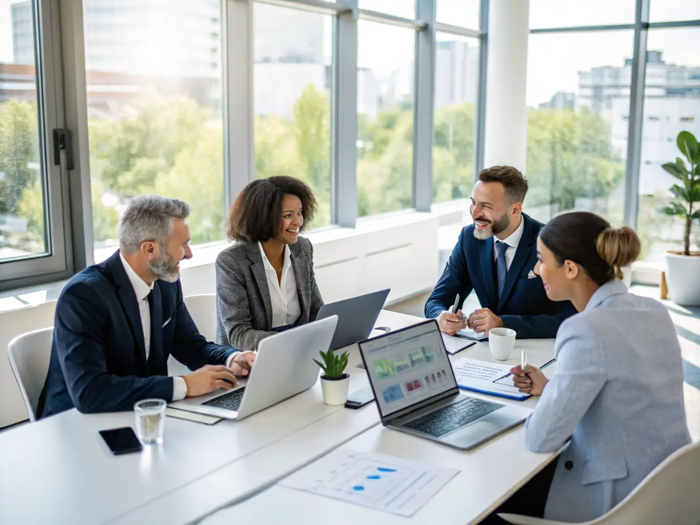 An inspiring image of a professional team collaborating on energy solutions, symbolizing leadership and innovation.