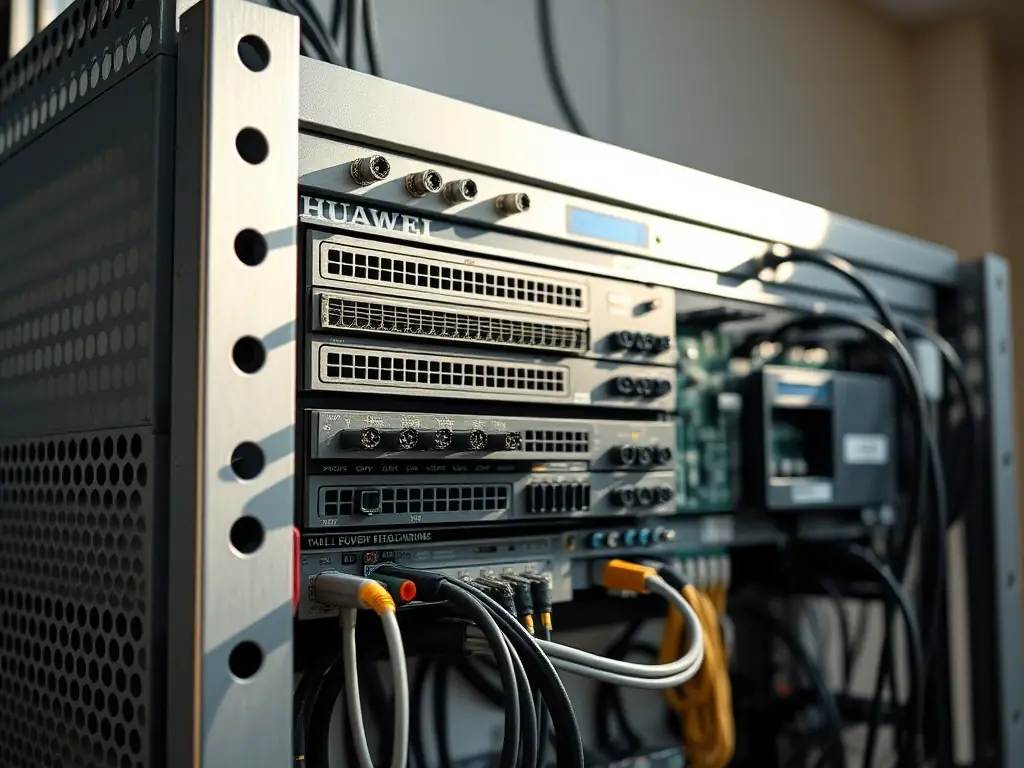 Close-up of Huawei radio and power interface hardware used in telecom infrastructure