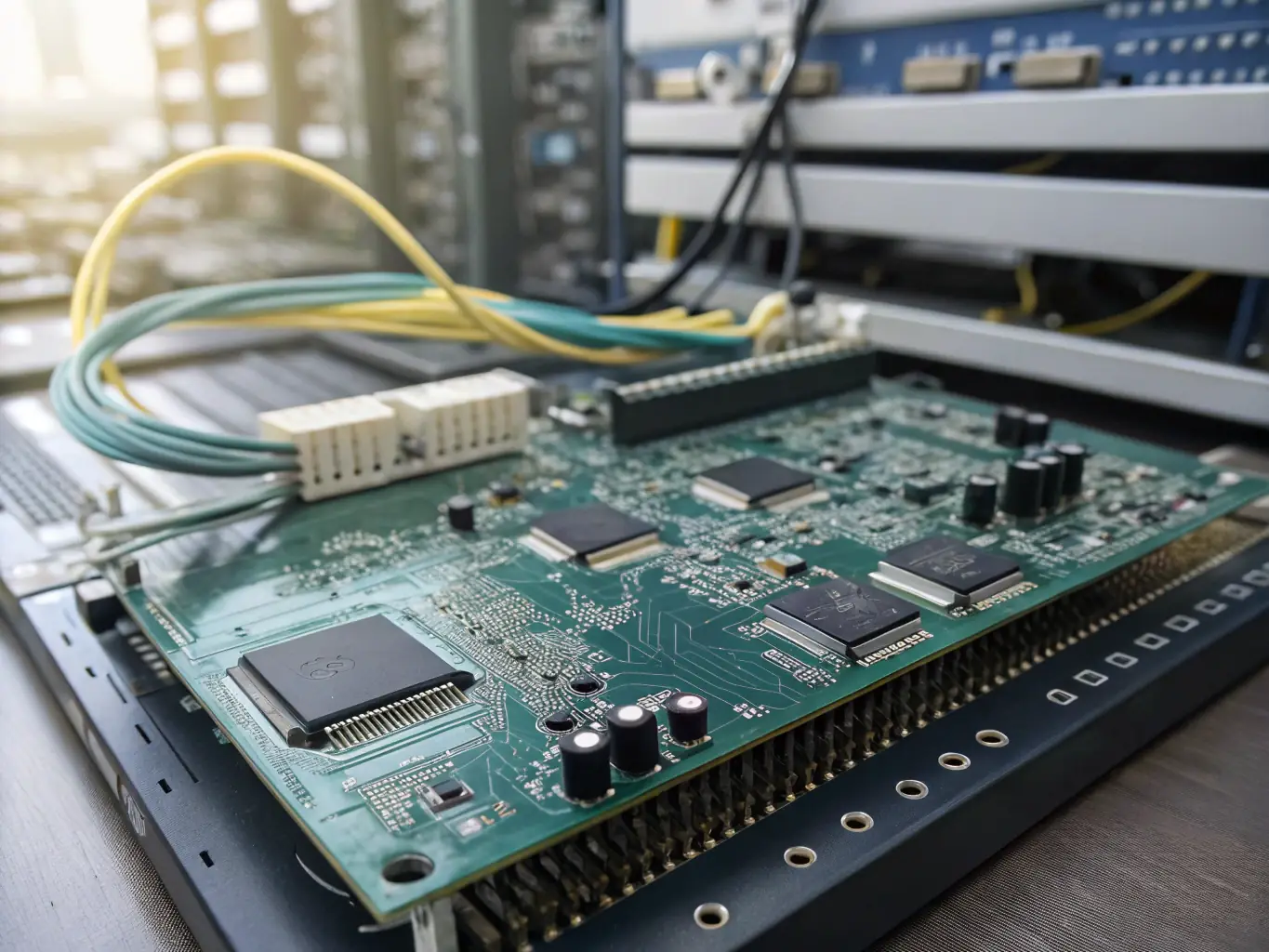 Detailed view of Huawei network modules and power boards used in telecom and energy solutions