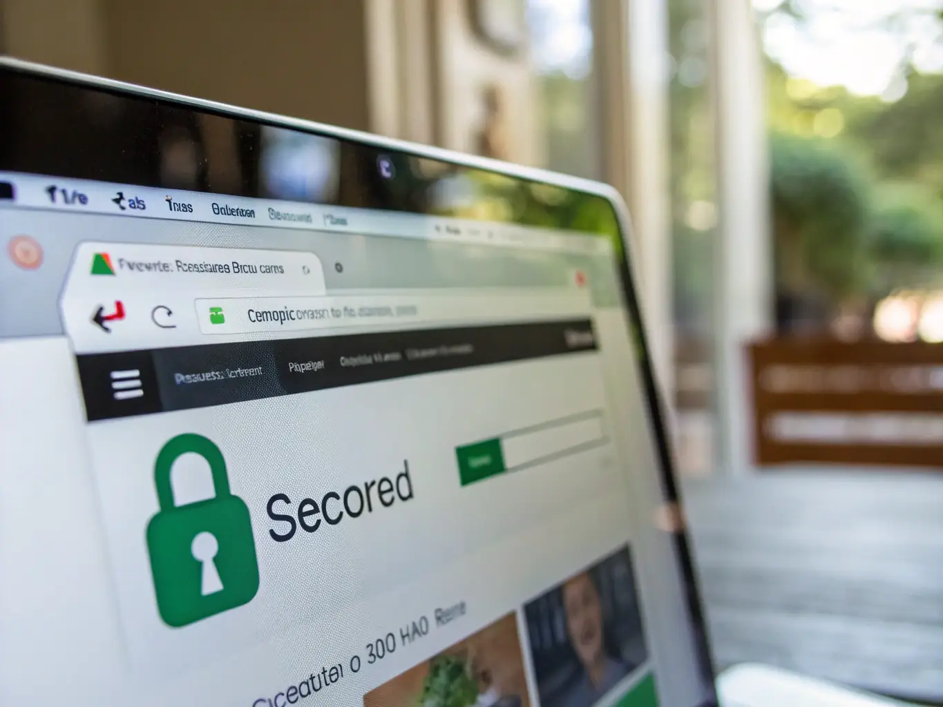 A secure website interface with visible SSL certificate and security badges, emphasizing the importance of data protection and user trust.