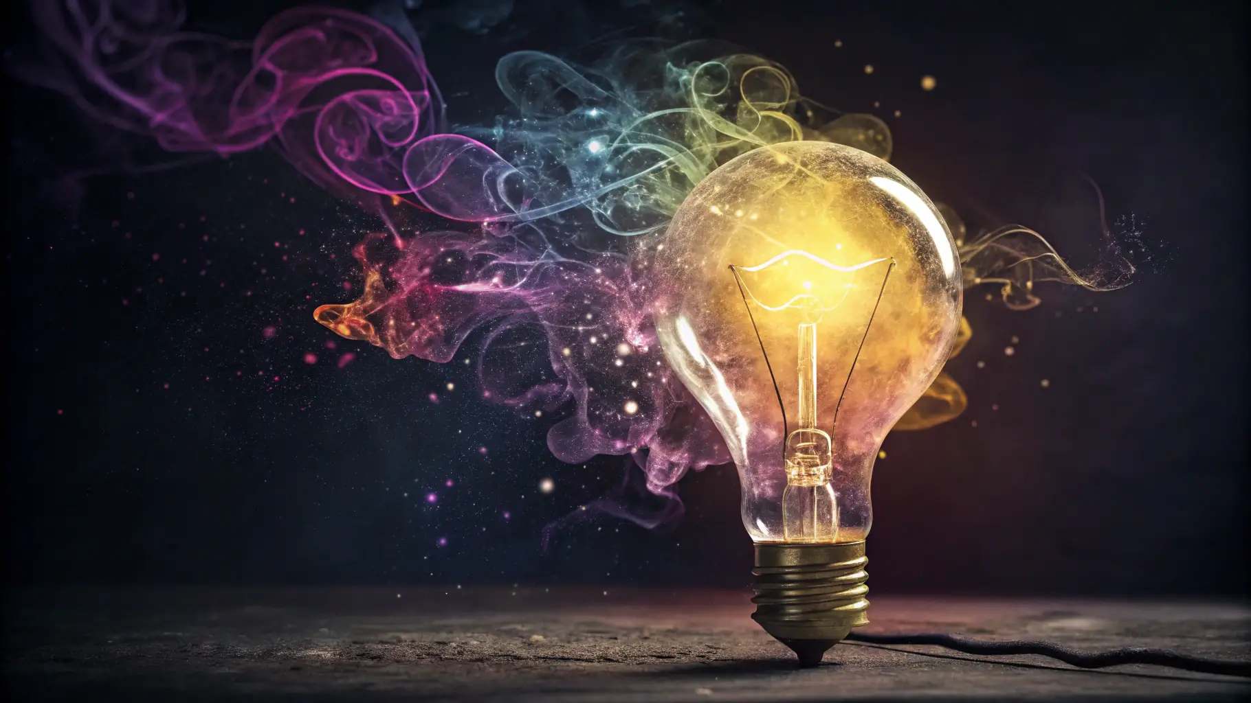 An image representing the spark of an idea, such as a lightbulb illuminating in a dark room, symbolizing the beginning of a transformative journey with coaching.