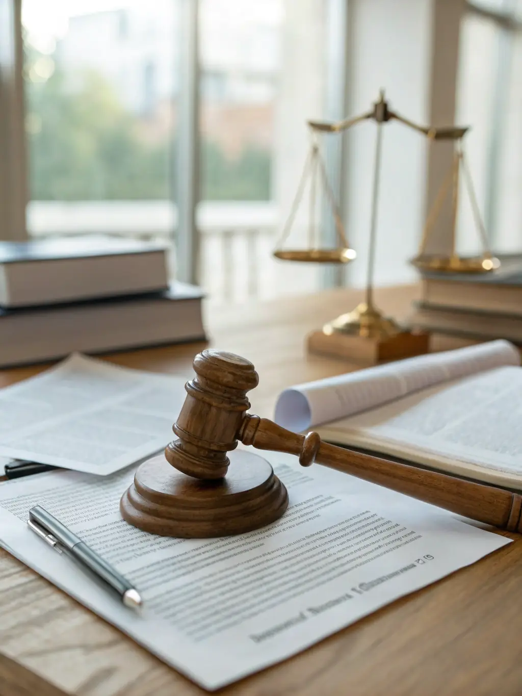 A gavel resting on top of an Unlawful Detainer Complaint (Form UD-100), symbolizing the official start of the eviction process in court.