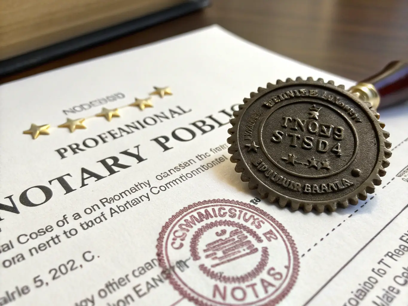 A professional notary public sealing a document with a raised seal, highlighting the importance of notarization in real estate transactions and Trustpoint's notary services.
