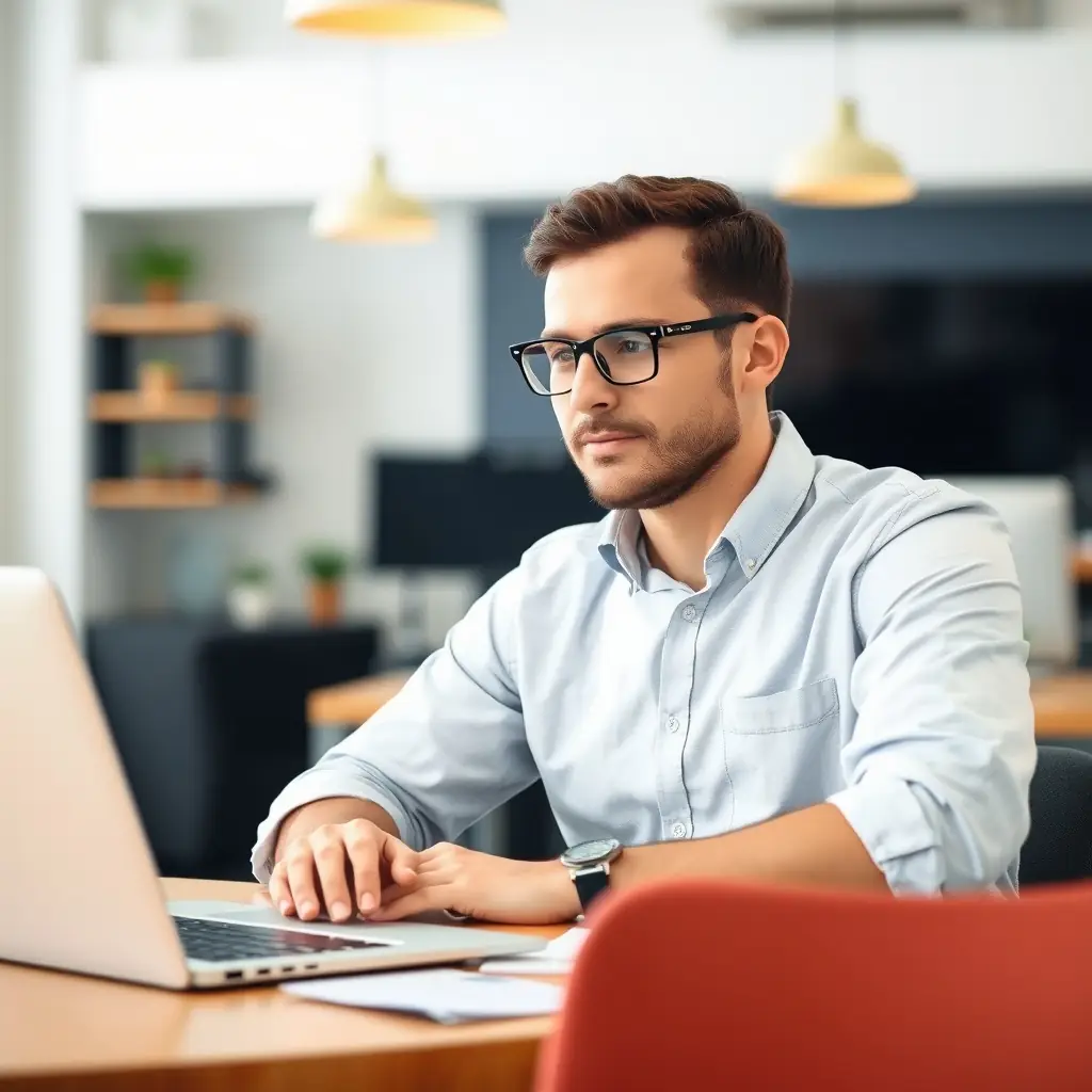 Kenji is a tech-savvy individual with a focused gaze, wearing glasses and a modern, minimalist outfit, often seen with a laptop.