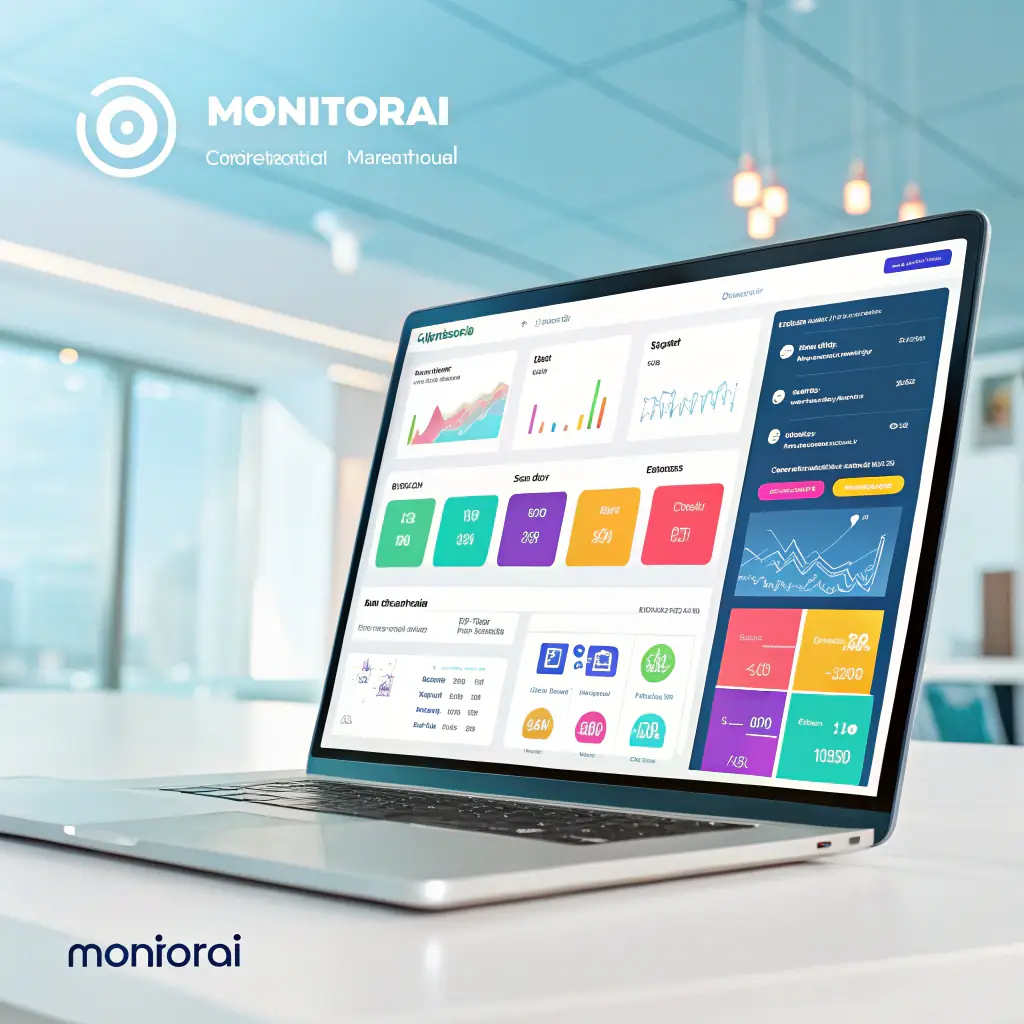 A professional-looking image depicting a website dashboard with SEO analytics and content creation tools, symbolizing the integration of AI in website development and marketing.