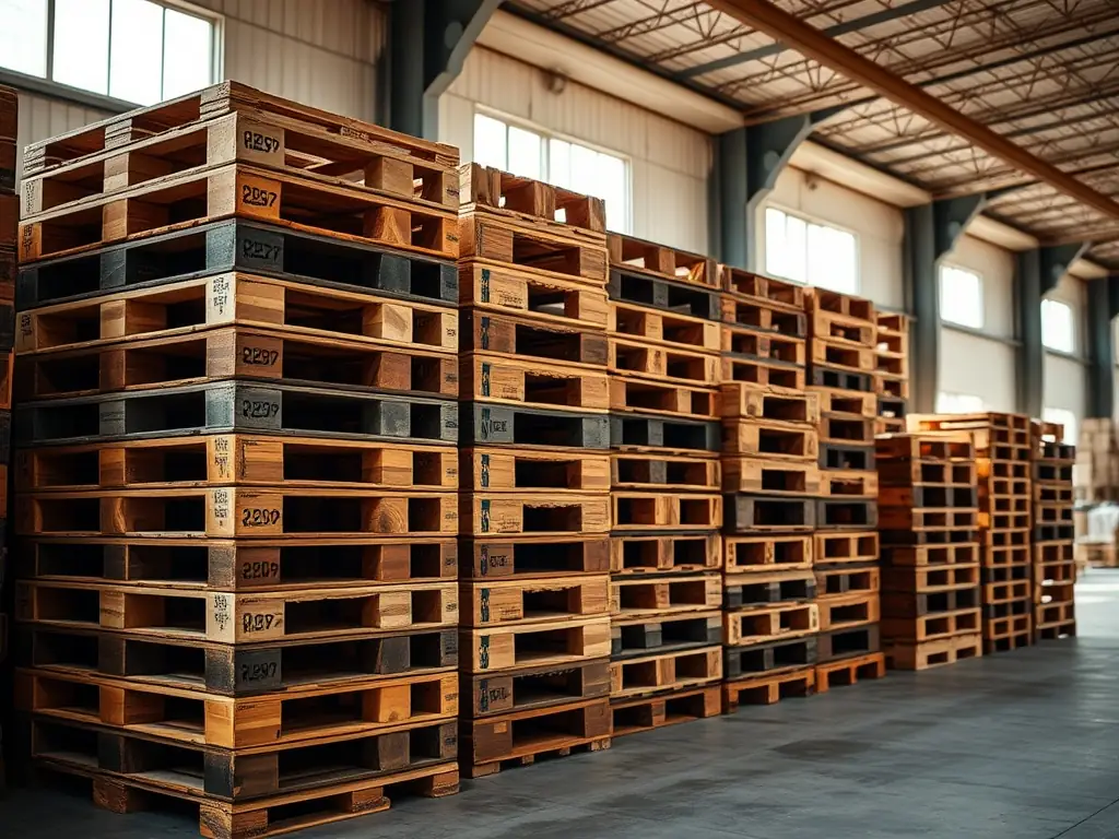 A clean, modern image showcasing a variety of cut lumber and pallet making, emphasizing craftsmanship and quality for a professional website design.