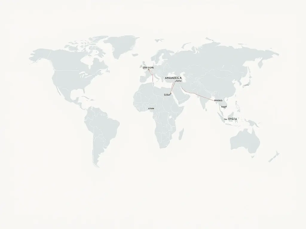 A global map with lines connecting Latin America and Spain, symbolizing the connection between the tarot readers and the clients.