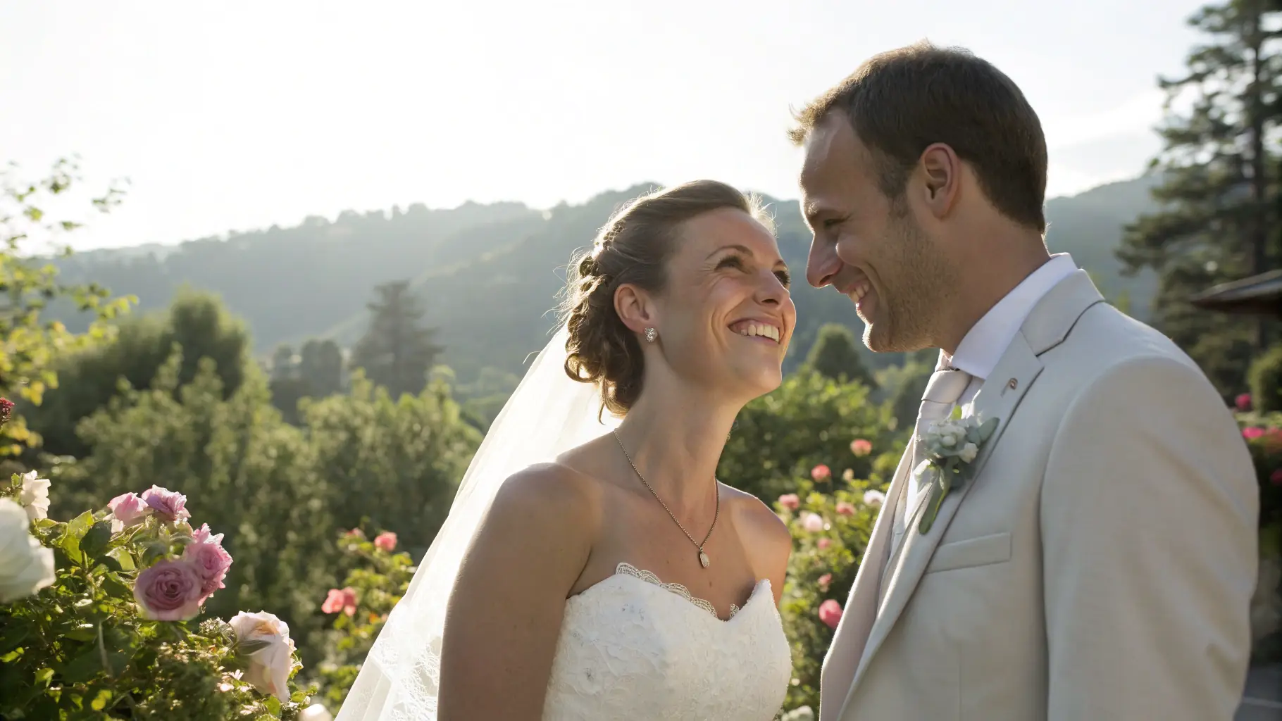 A happy couple exchanging vows at their wedding ceremony, with Century Palace Event Venue in the background.