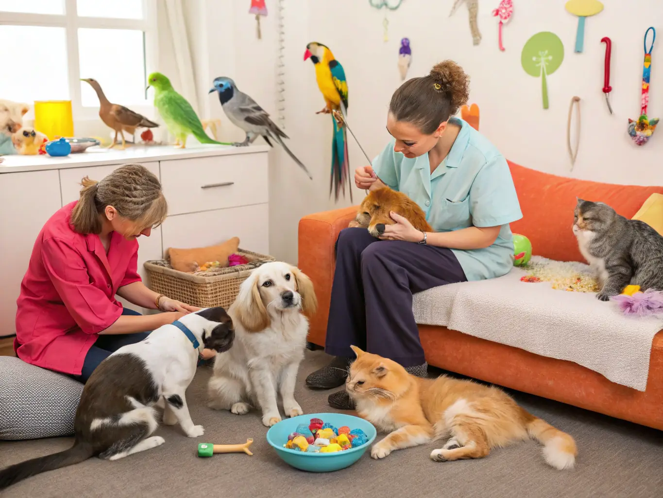 A collage of happy, healthy pets in loving homes, showcasing the positive impact of adoption and sterilization on animal welfare and community health.