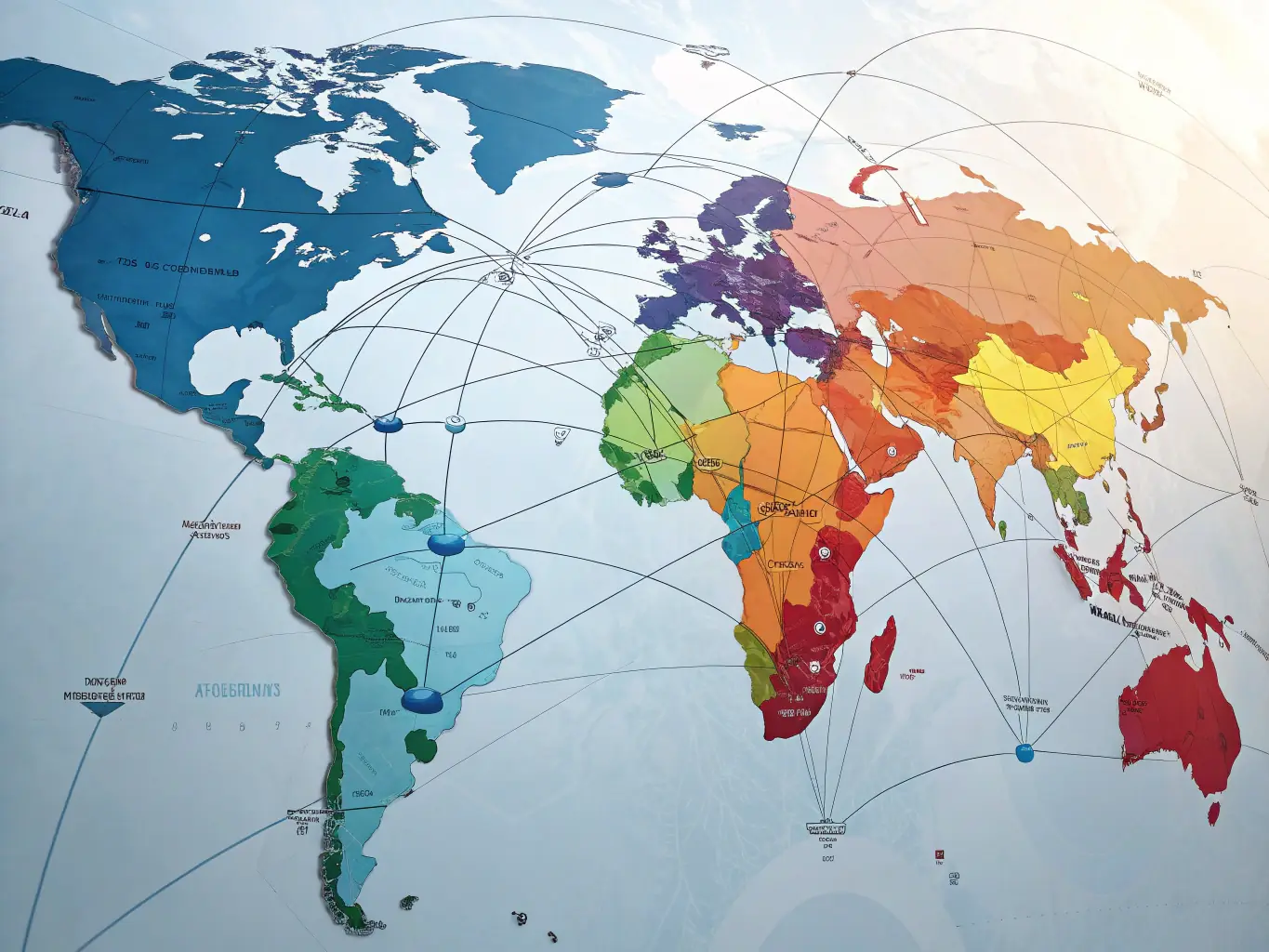 A world map with highlighted regions representing the United States, Europe, Africa, and the Middle East, indicating the company's global presence.