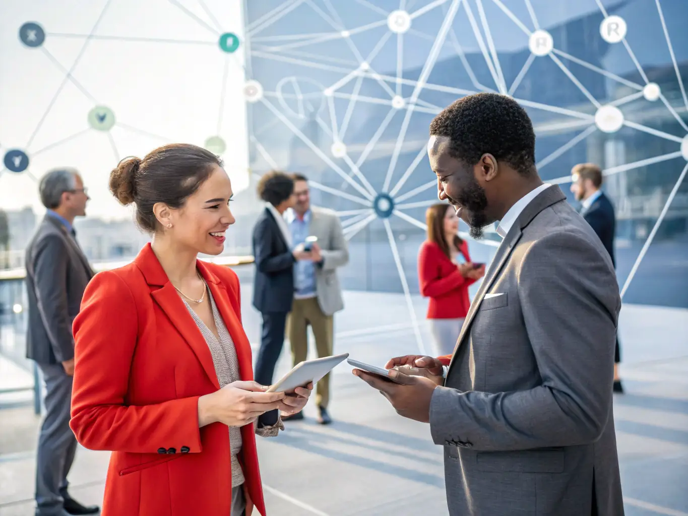 A professional networking platform interface showing diverse professionals connecting, symbolizing opportunity and inclusion
