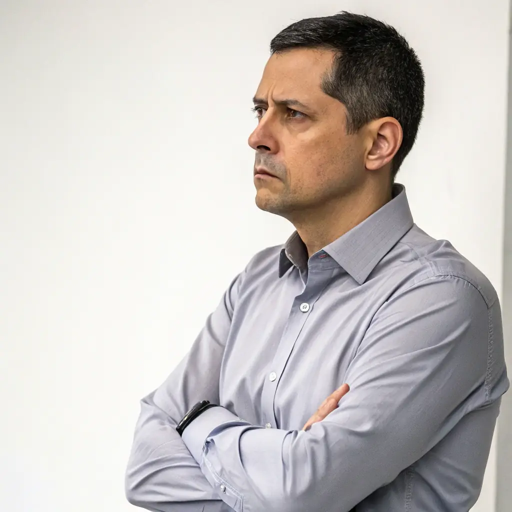 Antoine has short dark hair and a focused, organized expression.