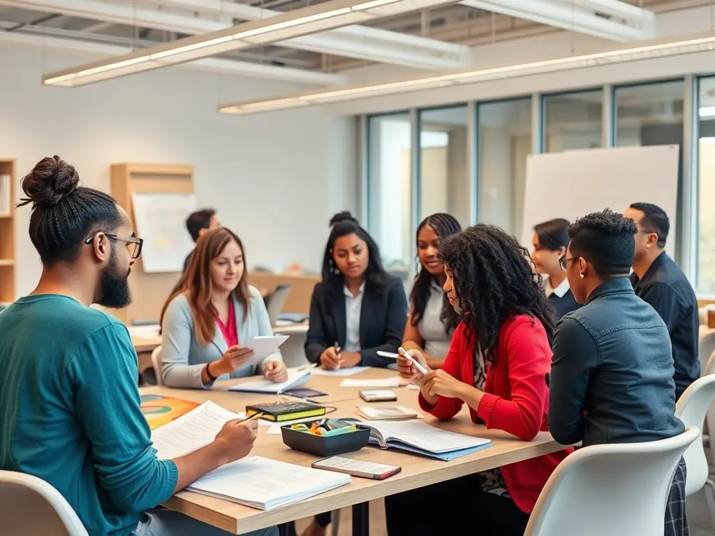 Collage of diverse training sessions and happy clients engaging in workshops and coaching activities.